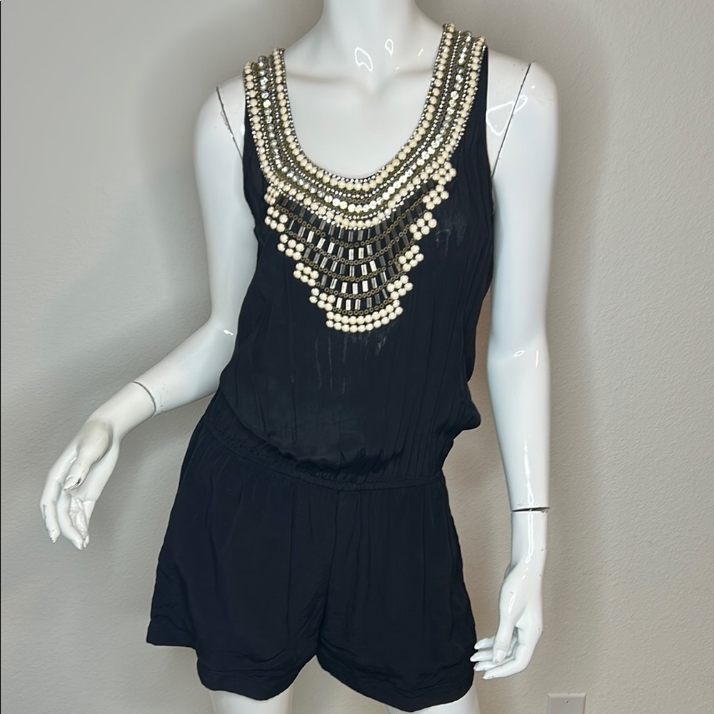 Karina Grimaldi Black Statement Summer sleeveless Romper Size S